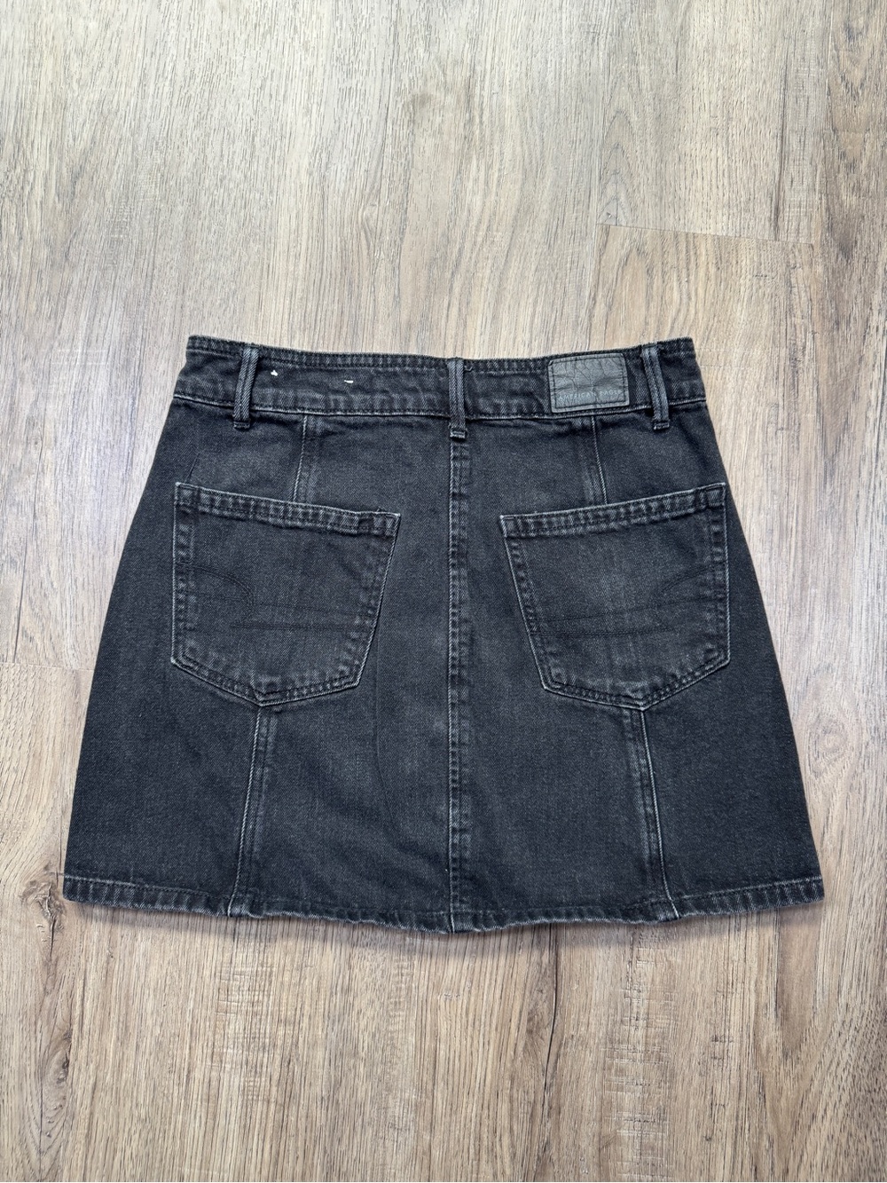 American Eagle Hi-Rise A-Line Black Denim Button Front Mini Skirt Size 0 - Picture 10 of 13